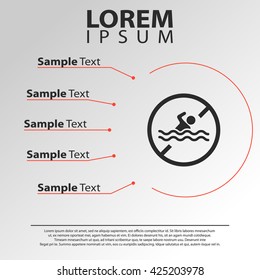 no swimming icon. swimming forbidden infographics template