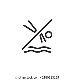 No Swimming Icon. Outdoor Swimming Pool, For App, Web, Card Etc