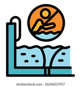 No swimming icon. Outline no swimming vector icon color flat isolated