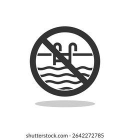 No swimming icon sign with shadow