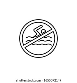 no swimming icon. Simple outline vector of Prohibit set for UI and UX, website or mobile application