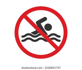 No Swimming icon symbol. Swimming prohibited area logo sign. Vector illustration image.