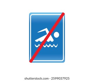 No swimming notice sign symbol vector. Warning, safety, danger, water, swim, icon, caution, notice, illustration. Can use for infographic, banner, poster, web design. Isolated on white background. 