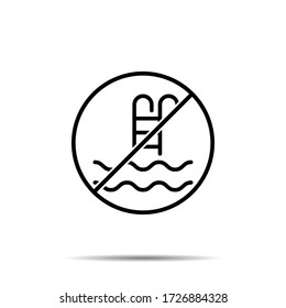 No swimming, pool icon. Simple thin line, outline vector of water ban, prohibition, embargo, interdict, forbiddance icons for ui and ux, website or mobile application