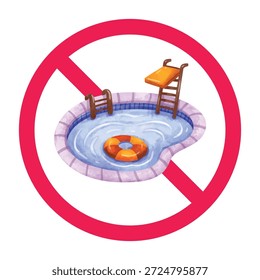 Nenhum sinal de piscina, não nadar símbolo, sinal de piscina proibida, não entrar símbolo de piscina 

