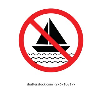 No Swimming Prohibited Sign Vector Illustration with Person Swimmer Silhouette in Red Strikeout Circle