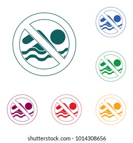 No swimming prohibition sign icon. Vector illustration

