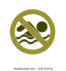 No swimming prohibition sign icon. Vector illustration

