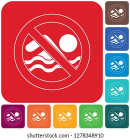 No swimming prohibition sign icon. Vector illustration

