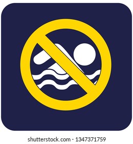No swimming prohibition sign icon. Vector illustration

