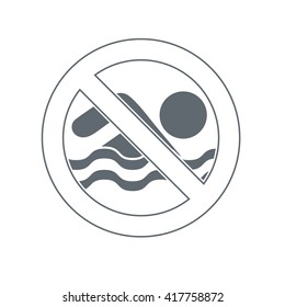 No swimming prohibition sign icon. Vector illustration

