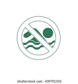 No swimming prohibition sign icon. Vector illustration

