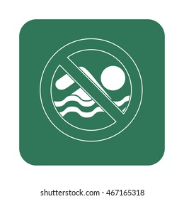 No swimming prohibition sign icon. Vector illustration

