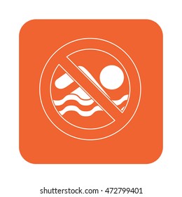 No swimming prohibition sign icon. Vector illustration

