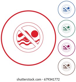 No swimming prohibition sign icon. Vector illustration

