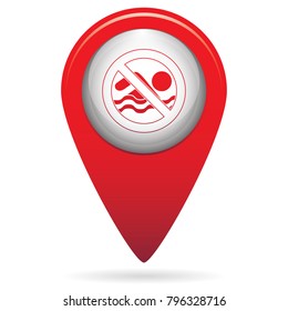 No swimming prohibition sign icon. Vector illustration

