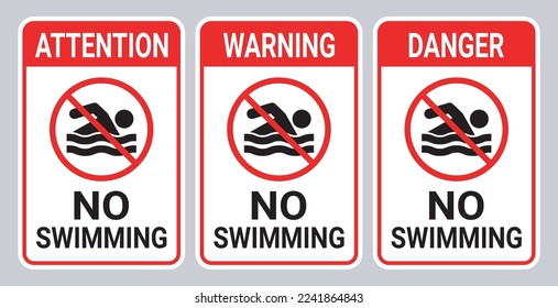 No Swimming Sign Collection Vector