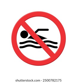 no swimming sign, forbidden circle, black swimmer icon with red crossed out circle vector image, baden verboten