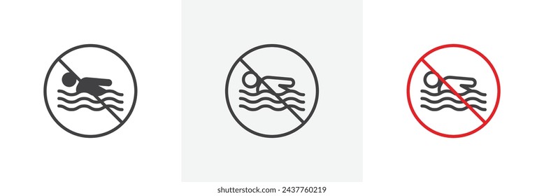 Kein Schwimmschild Isolated Line Icon Stil Design. einfache Vektordarstellung