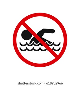 No swimming sign isolated on white background, vector illustration.