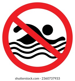 No Swimming Signม Sign prohibiting swimming in this area red circle sign on white background