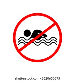 No Swimming Sign  Red Prohibition stop sign Red circle warning and no entry