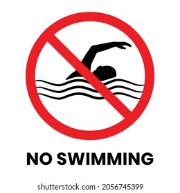 No Swimming Sign Sticker with text inscription on isolated background