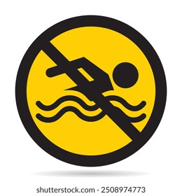 no swimming sign or symbol, yellow color, vector illustration 