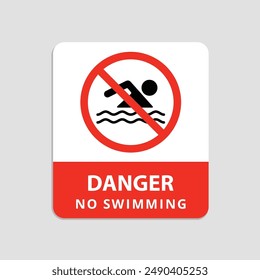 No swimming sign vector. Danger no swimming icon.