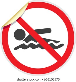 No swimming sign in vector depicting banned activities