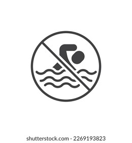 No swimming sign vector icon. filled flat sign for mobile concept and web design. No swim glyph icon. Symbol, logo illustration. Vector graphics