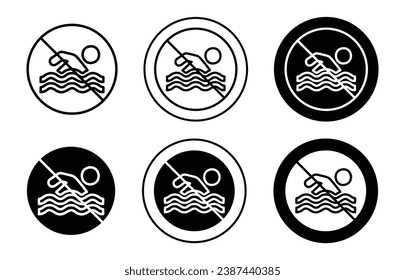 No swimming sign vector icon illustration set