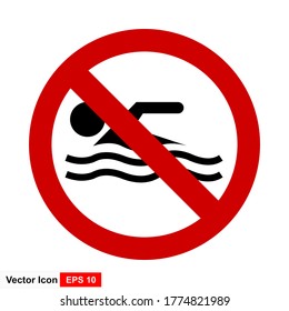 No Swimming Sign. Vector illustration.