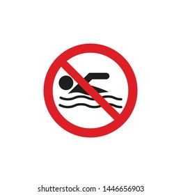 No Swimming Sign Vector Isolated On White Background. Warning Symbol Vector Icon