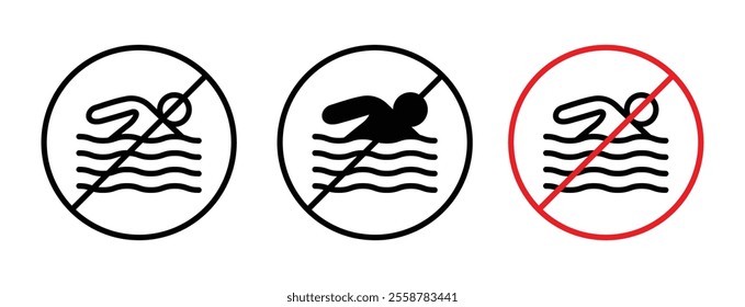 No swimming sign vector set