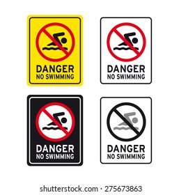 No swimming sign vector set danger