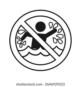 No swimming sign warning symbol vector Illustration coloring page Isolated on White Background