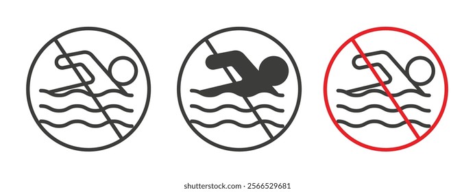 No swimming signs collection for website design, app, UI design.