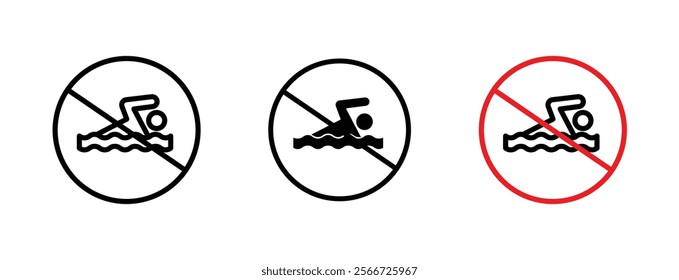 No swimming signs vector collection pack