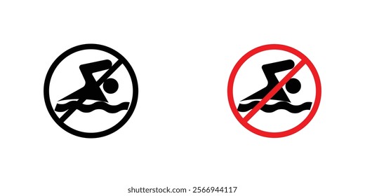 No swimming signs. vector signs set