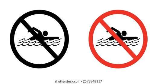 No swimming signs vector set