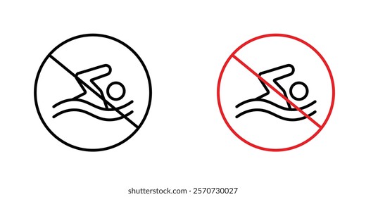 No swimming signs vectors on white background.