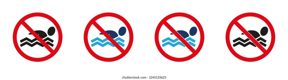 No swimming vector icons. No diving sign.  Isolated icon on white background vector.  10 EPS.