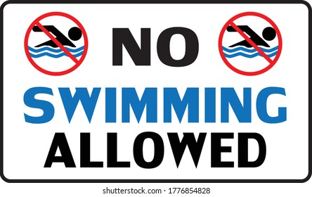 No swimming warning, don't swim banner Sign, Label, vector illustration image. printable.