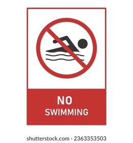 No hay señal de advertencia de natación. Vector