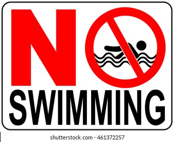 No swimming warning signs. vector illustration Prohibition sticker label for public places like sea, ocean, beaches, swimming pool. Informational banner