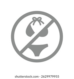 Geen badkleding of zwempak vector label. Zwemkleding is niet toegestaan, draag geen zwemkleding of zwemkleding.