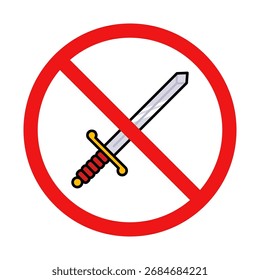 No Sword Sign on White Background