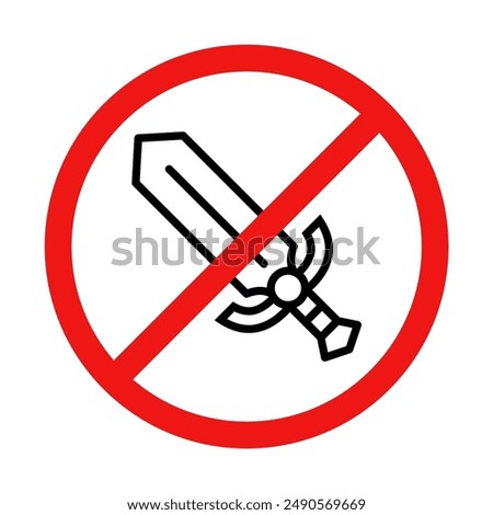 No Sword Sign on White Background