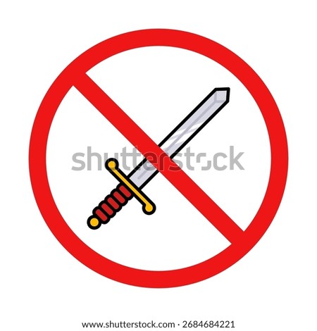 No Sword Sign on White Background